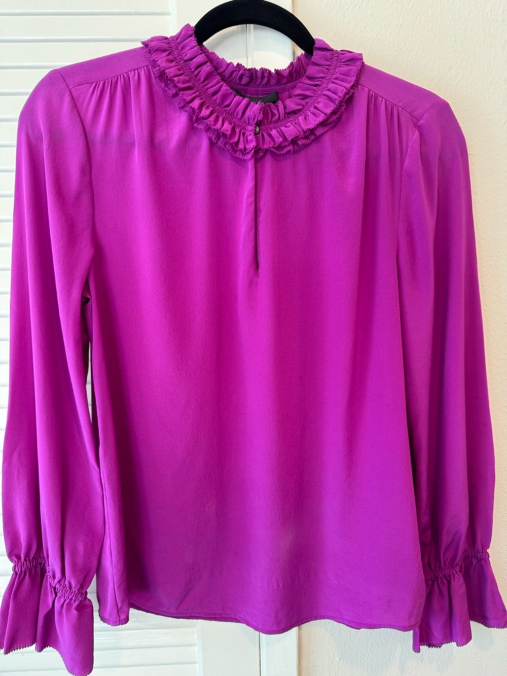 J.crew Plum Ruffle-Neck Silk Top - Picture 6 of 9